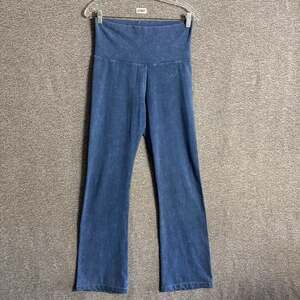T Party Forever Women's Medium Blue Foldover Pull On Y2K Acid Wash Bootcut Pants